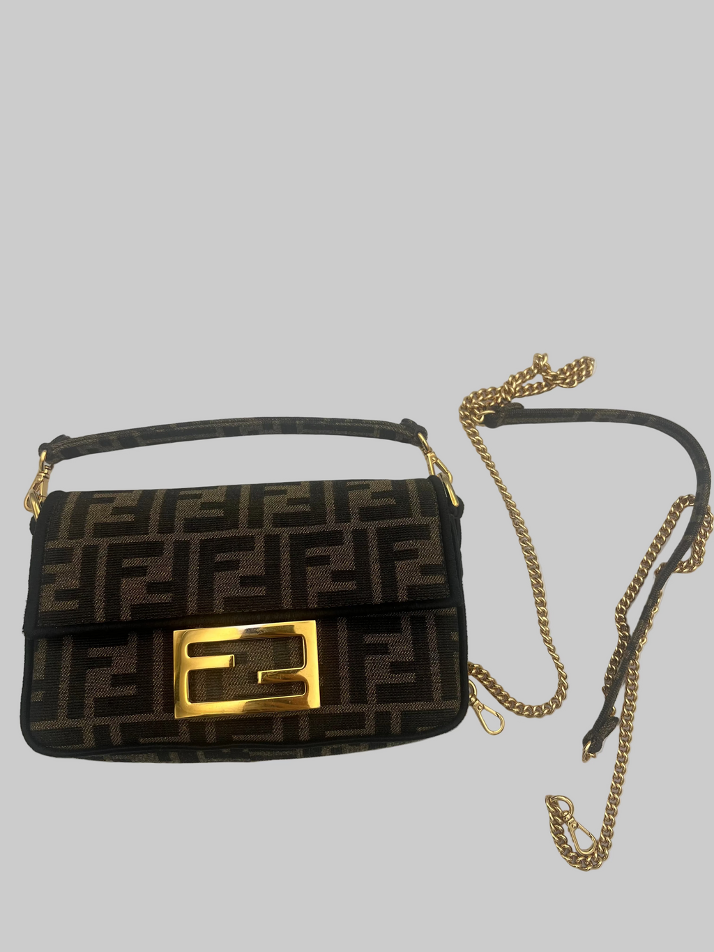 Fendi Fabric Jacquard FF 1974 Mini Baguette